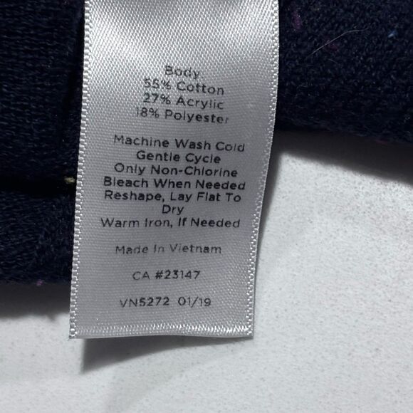 Talbots | Women’s Navy Speckled V neck Pullover Knit Sweater Sleeve Buttons Mp - Picture 11 of 14